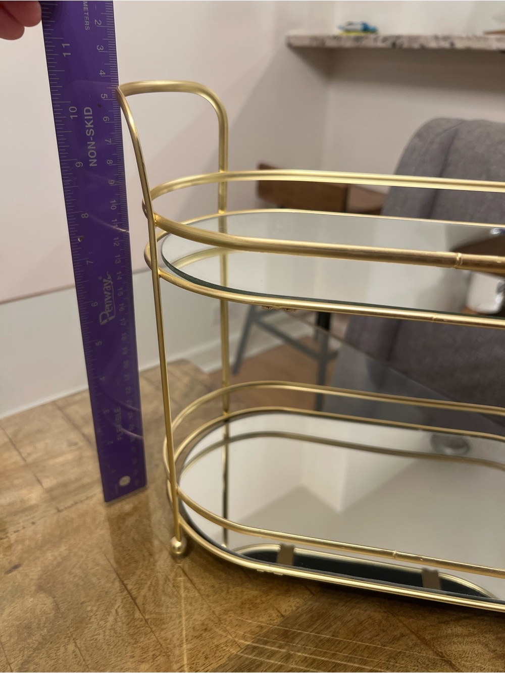 Gold Two-Tier vanity Mirrored Bathroom Organizer tray - Picture 5 of 6